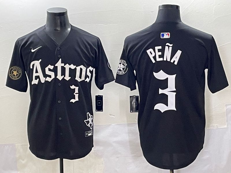 Men 2025 Houston Astros #3 Pena Black Five generations Joint Name Nike MLB Jersey style 19->houston astros->MLB Jersey